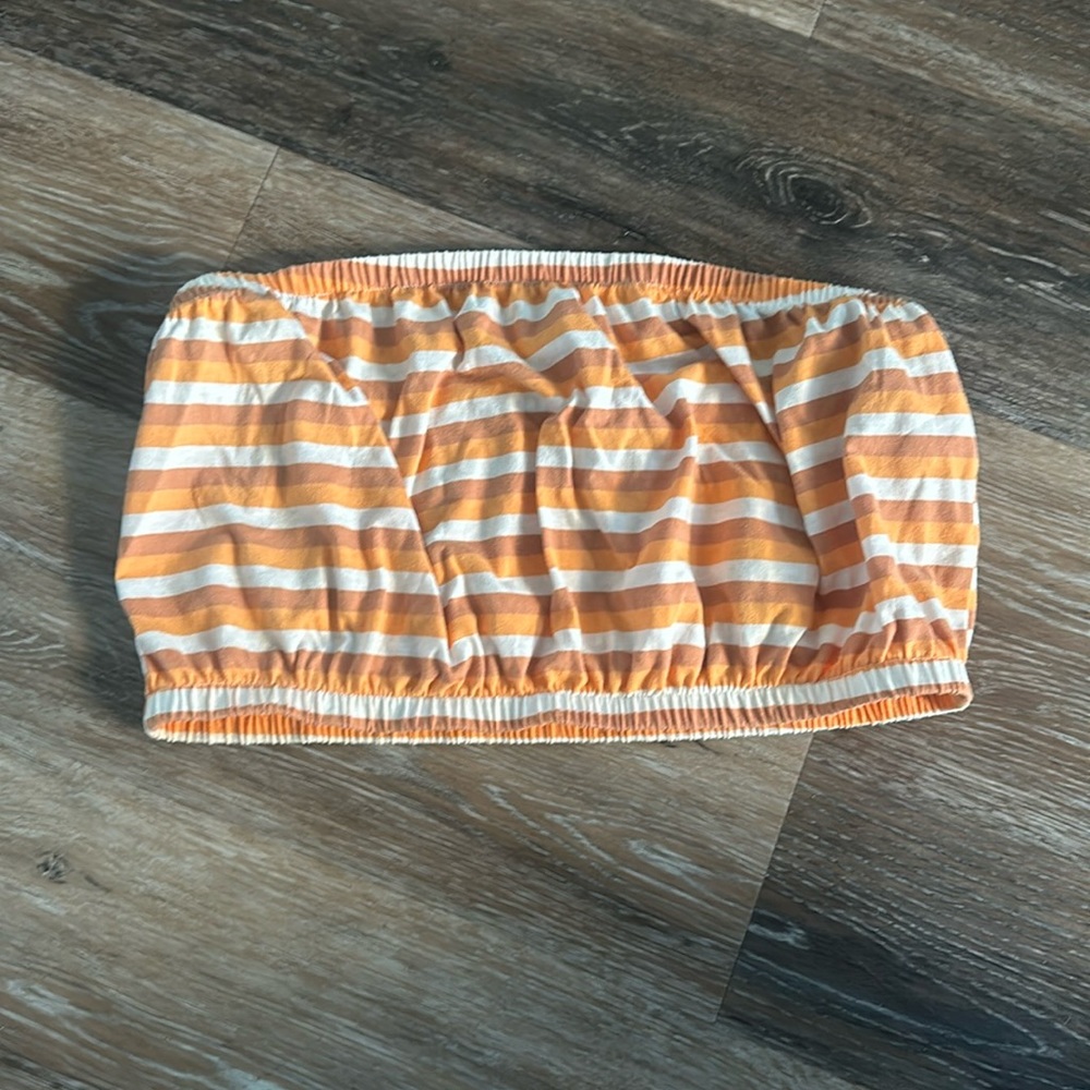 cropped striped tube top